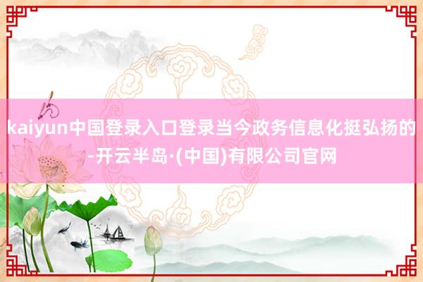 kaiyun中国登录入口登录当今政务信息化挺弘扬的-开云半岛·(中国)有限公司官网