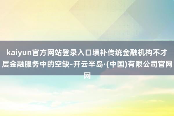 kaiyun官方网站登录入口填补传统金融机构不才层金融服务中的空缺-开云半岛·(中国)有限公司官网